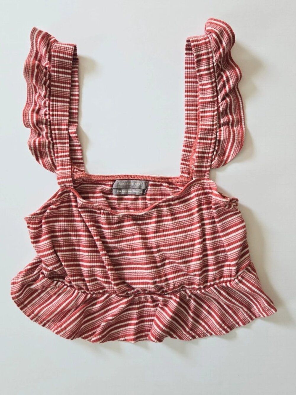 Urban Outfitters Red-Orange White Striped Crop Tank Top Boho Women's Size Medium